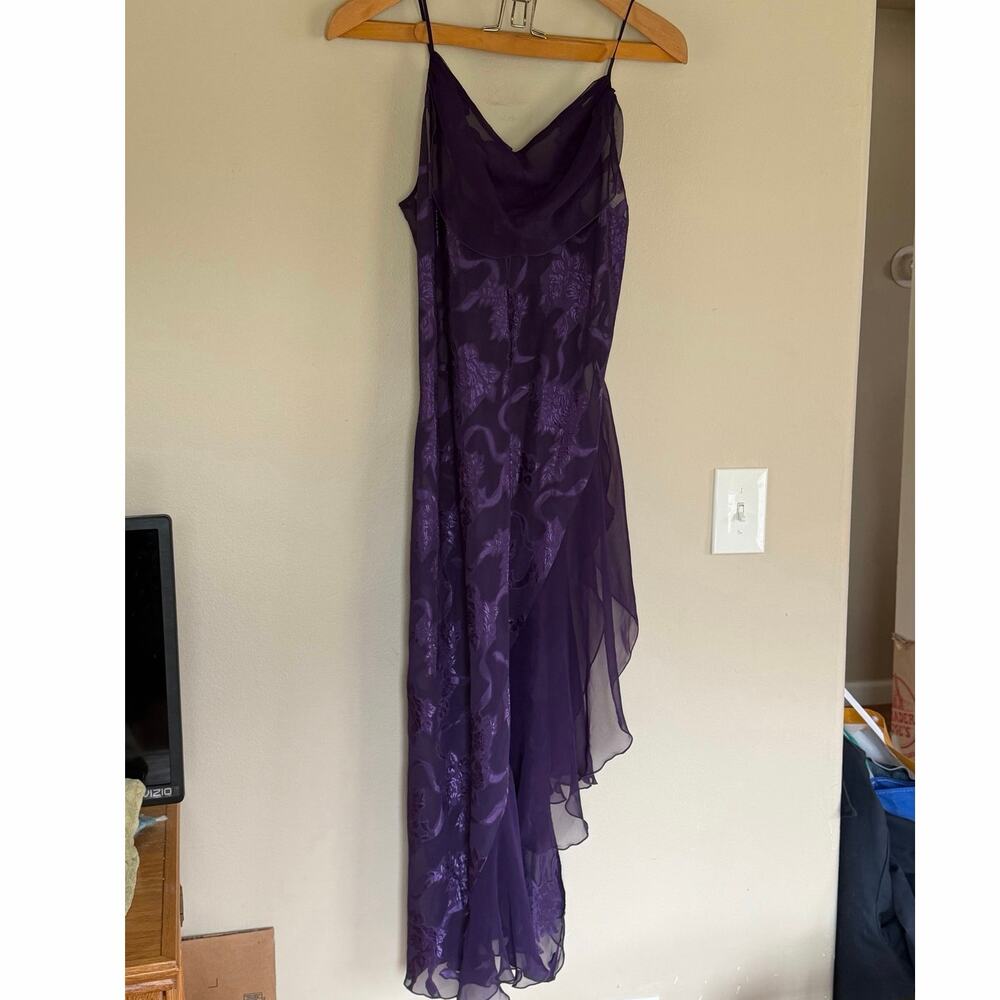 Victorias Secret Vtg Gold Label Purple Sheer Chemise Nightgown M Asymmetrical